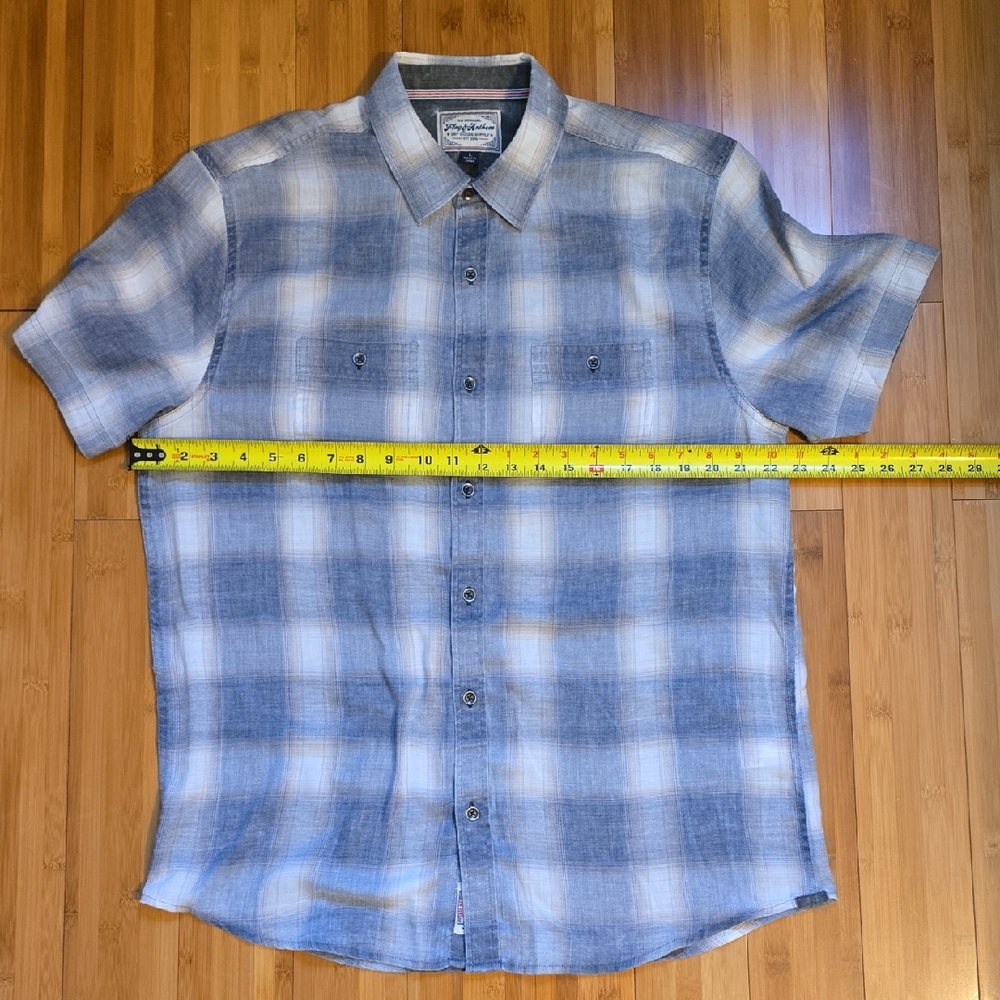Flag and anthem Casual Blue Plaid Button-Down Shirt large